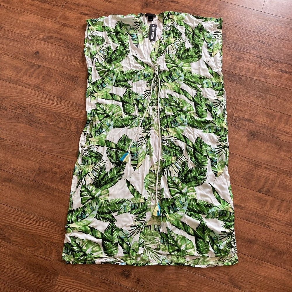 Steve Madden Women's Black White Green Swim Cover Up Maxi One Size Fits Most